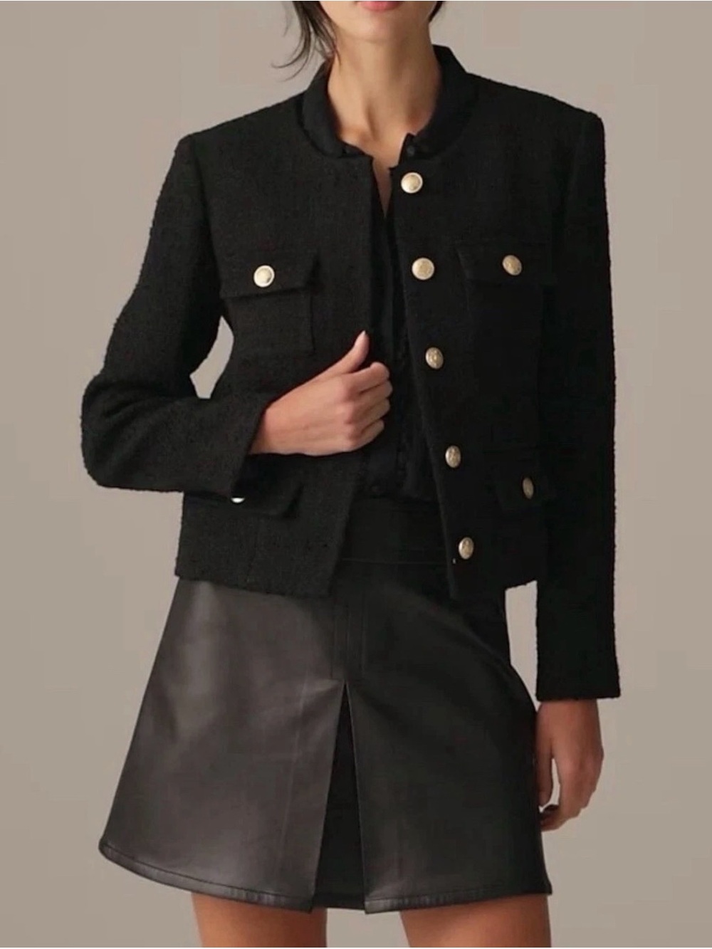 J.Crew Isabelle Tweed Lady Jacket Style CC271 Gold Buttons